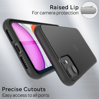 NALIA Matte Hülle für iPhone 11 – Kein Vergilben & Anti-Fingerabdruck – SUMMIT (Semi-Transparent & Schwarzer Rahmen) – Marke aus Berlin