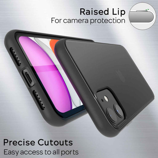 NALIA Matte Hülle für iPhone 11 – Kein Vergilben & Anti-Fingerabdruck – SUMMIT (Semi-Transparent & Schwarzer Rahmen) – Marke aus Berlin