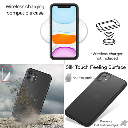 NALIA Matte Hülle für iPhone 11 – Kein Vergilben & Anti-Fingerabdruck – SUMMIT (Semi-Transparent & Schwarzer Rahmen) – Marke aus Berlin