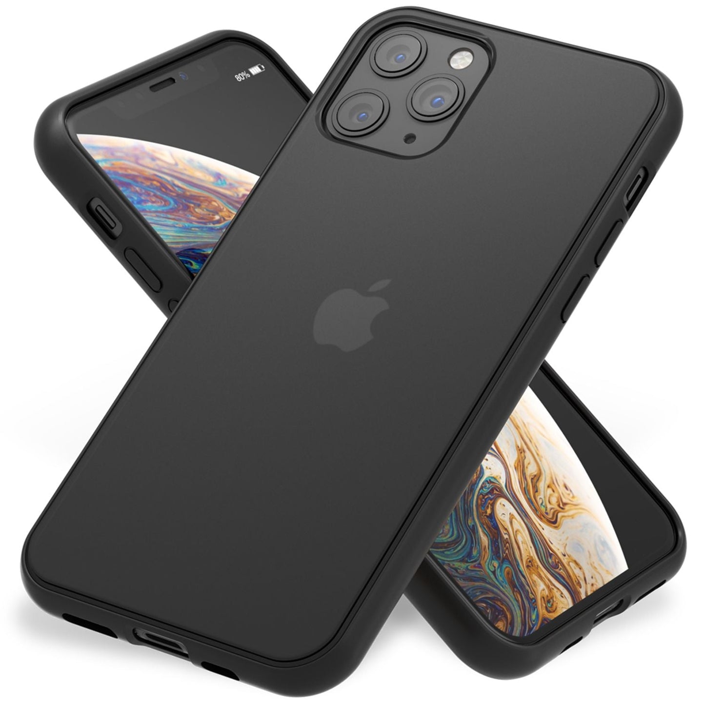 NALIA Matte Hülle für iPhone 11 Pro – Kein Vergilben & Anti-Fingerabdruck – SUMMIT (Semi-Transparent & Schwarzer Rahmen) – Marke aus Berlin