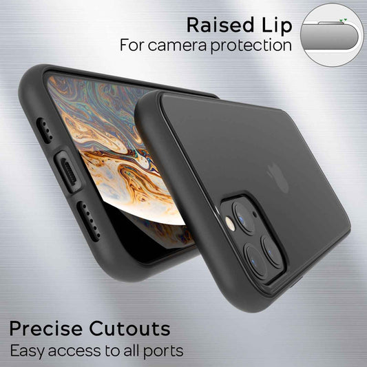 NALIA Matte Hülle für iPhone 11 Pro – Kein Vergilben & Anti-Fingerabdruck – SUMMIT (Semi-Transparent & Schwarzer Rahmen) – Marke aus Berlin