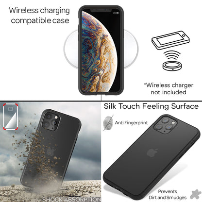 NALIA Matte Hülle für iPhone 11 Pro – Kein Vergilben & Anti-Fingerabdruck – SUMMIT (Semi-Transparent & Schwarzer Rahmen) – Marke aus Berlin