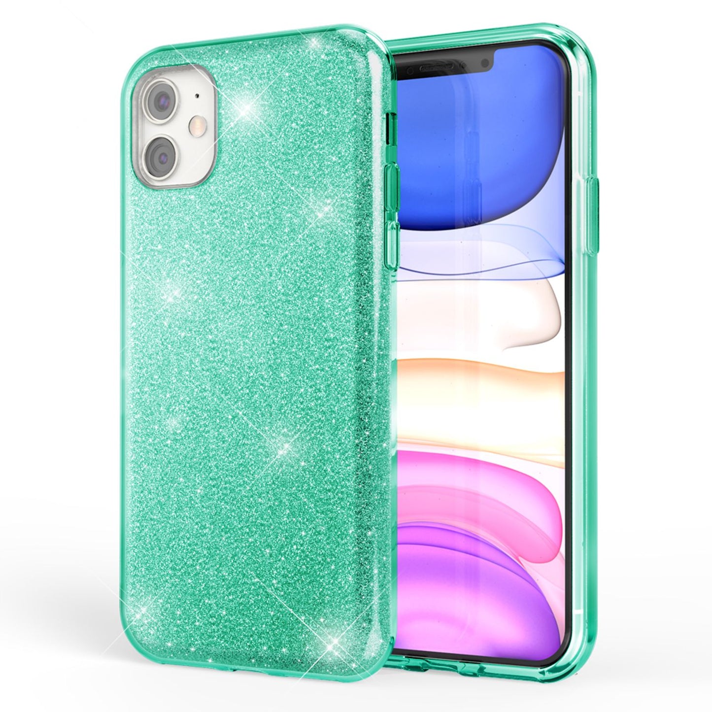 NALIA Glitzerhülle für iPhone 11 – Funkelnder Glitzer-Look & Grip – SHINEPOP (Silikon Case) – Marke aus Berlin