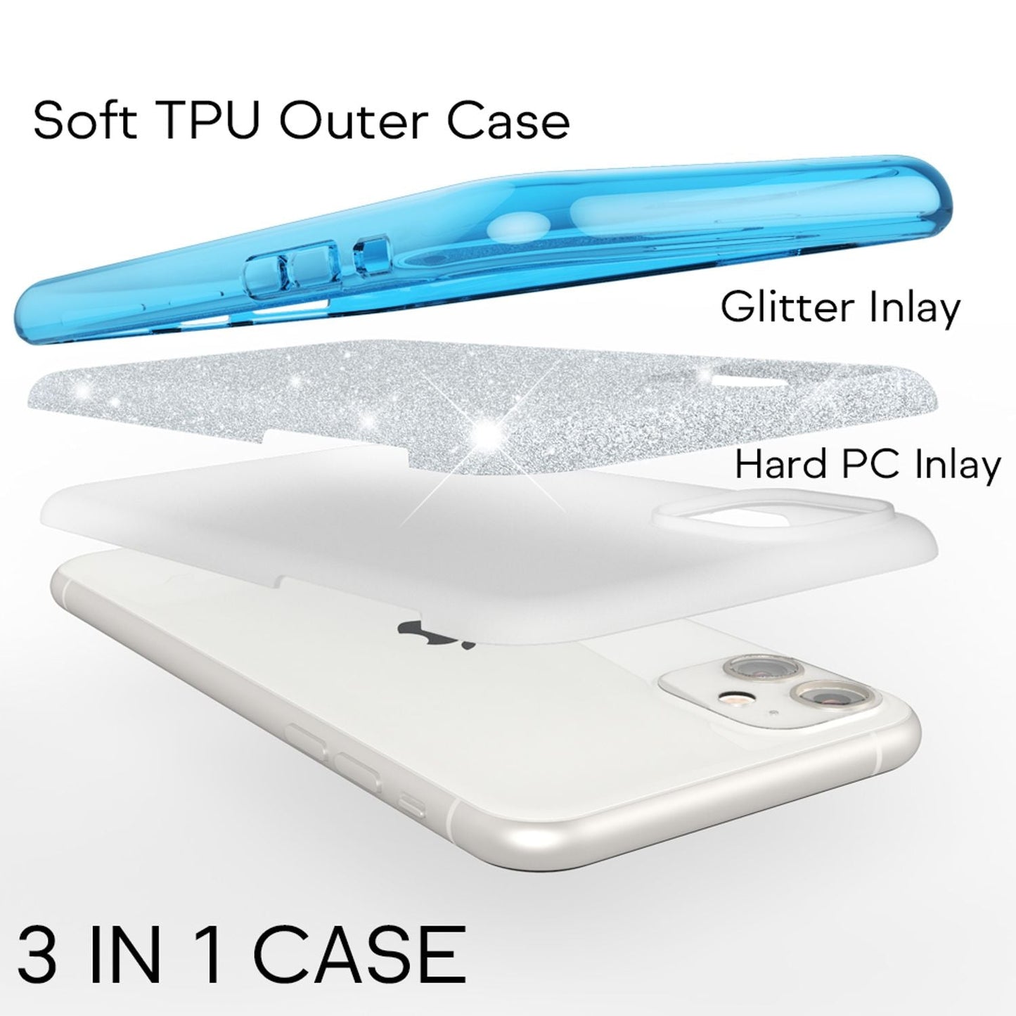 NALIA Glitzerhülle für iPhone 11 – Funkelnder Glitzer-Look & Grip – SHINEPOP (Silikon Case) – Marke aus Berlin