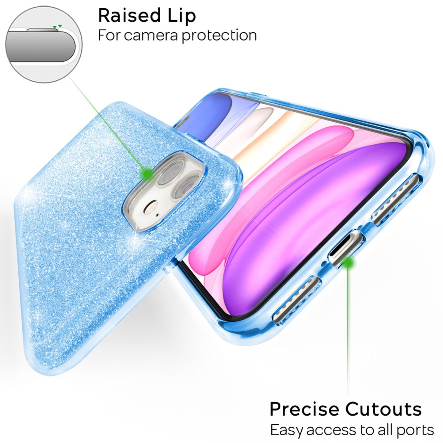 NALIA Glitzerhülle für iPhone 11 – Funkelnder Glitzer-Look & Grip – SHINEPOP (Silikon Case) – Marke aus Berlin