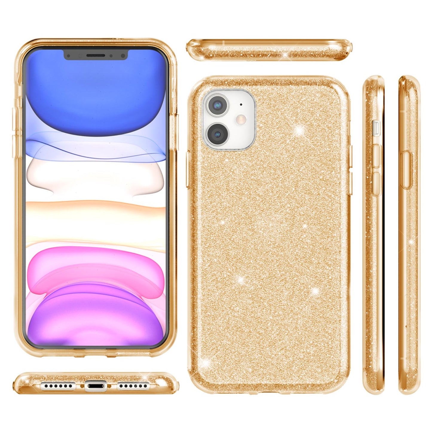NALIA Glitzerhülle für iPhone 11 – Funkelnder Glitzer-Look & Grip – SHINEPOP (Silikon Case) – Marke aus Berlin