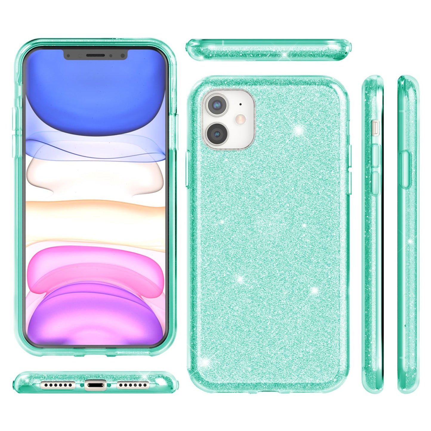 NALIA Glitzerhülle für iPhone 11 – Funkelnder Glitzer-Look & Grip – SHINEPOP (Silikon Case) – Marke aus Berlin
