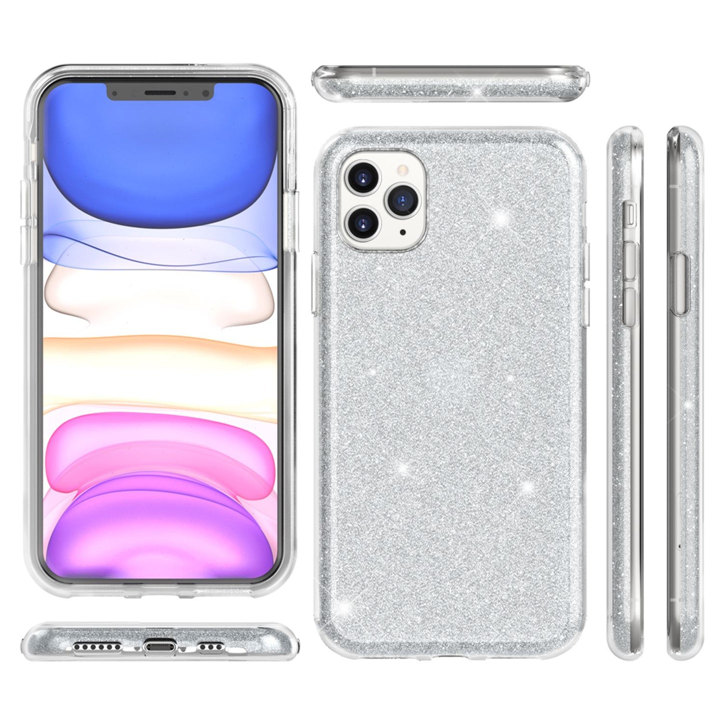 NALIA Glitzerhülle für iPhone 11 Pro Max – Funkelnder Glitzer-Look & Grip – SHINEPOP (Silikon Case) – Marke aus Berlin