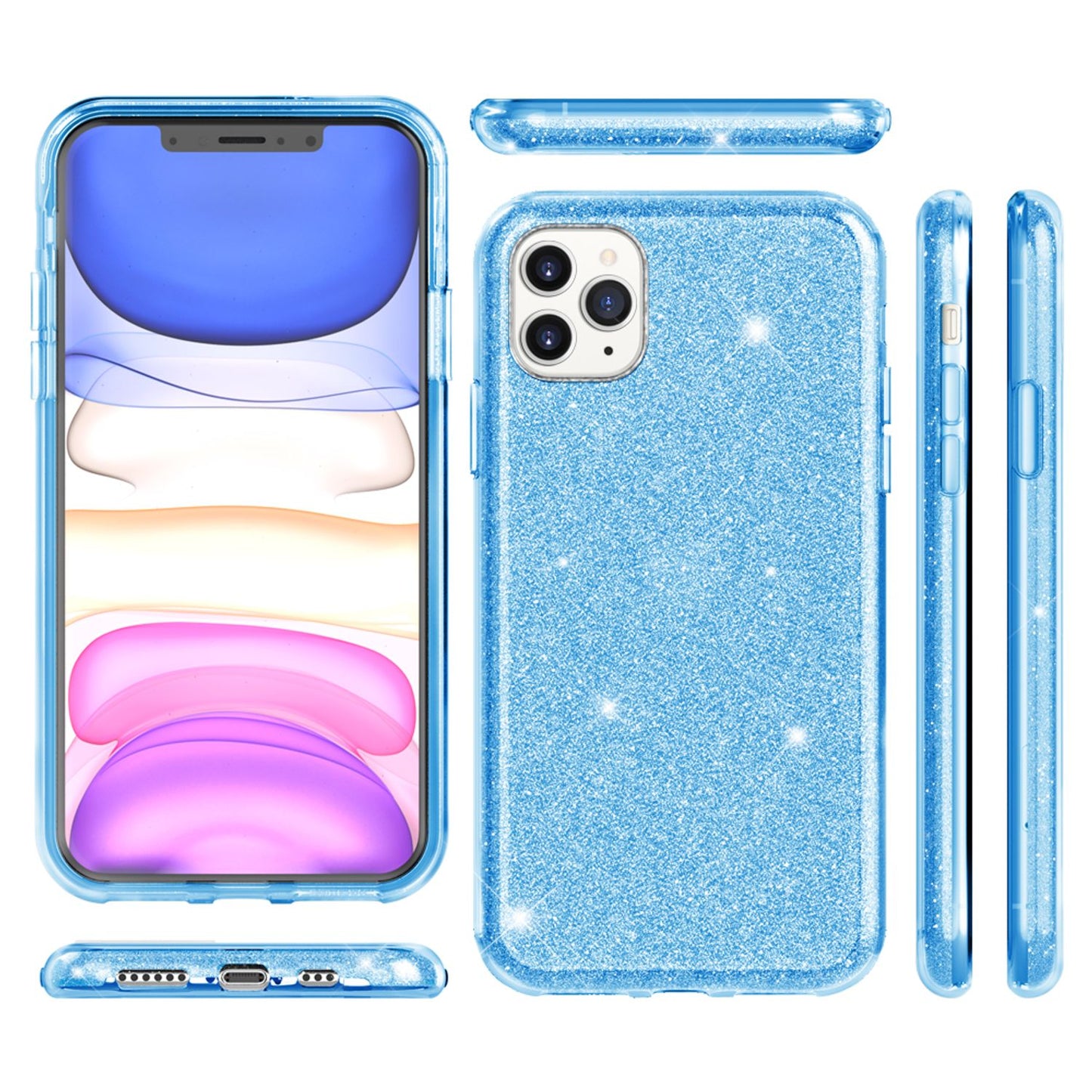 NALIA Glitzerhülle für iPhone 11 Pro Max – Funkelnder Glitzer-Look & Grip – SHINEPOP (Silikon Case) – Marke aus Berlin