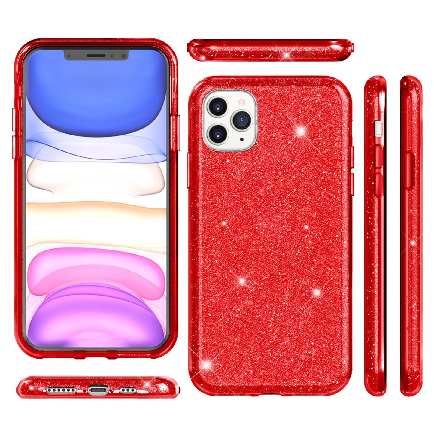 NALIA Glitzerhülle für iPhone 11 Pro Max – Funkelnder Glitzer-Look & Grip – SHINEPOP (Silikon Case) – Marke aus Berlin