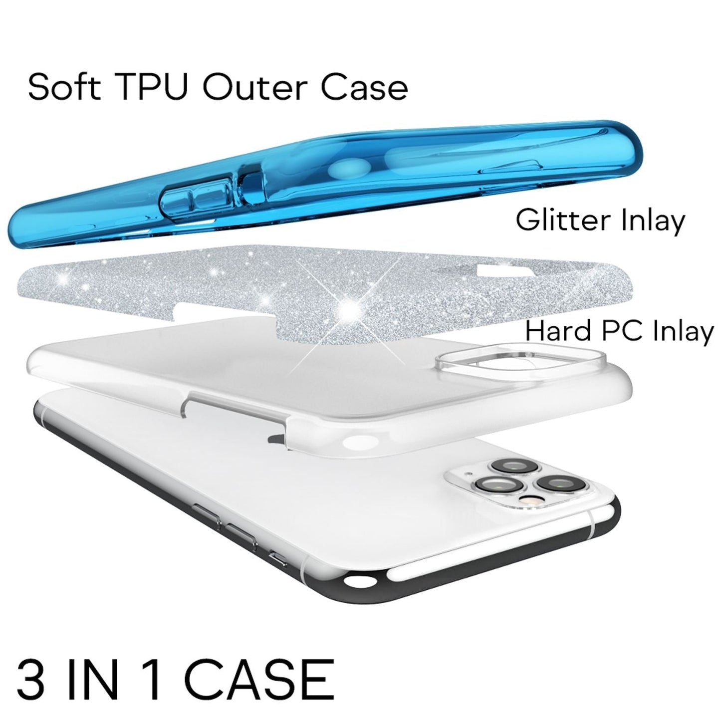 NALIA Glitzerhülle für iPhone 11 Pro Max – Funkelnder Glitzer-Look & Grip – SHINEPOP (Silikon Case) – Marke aus Berlin