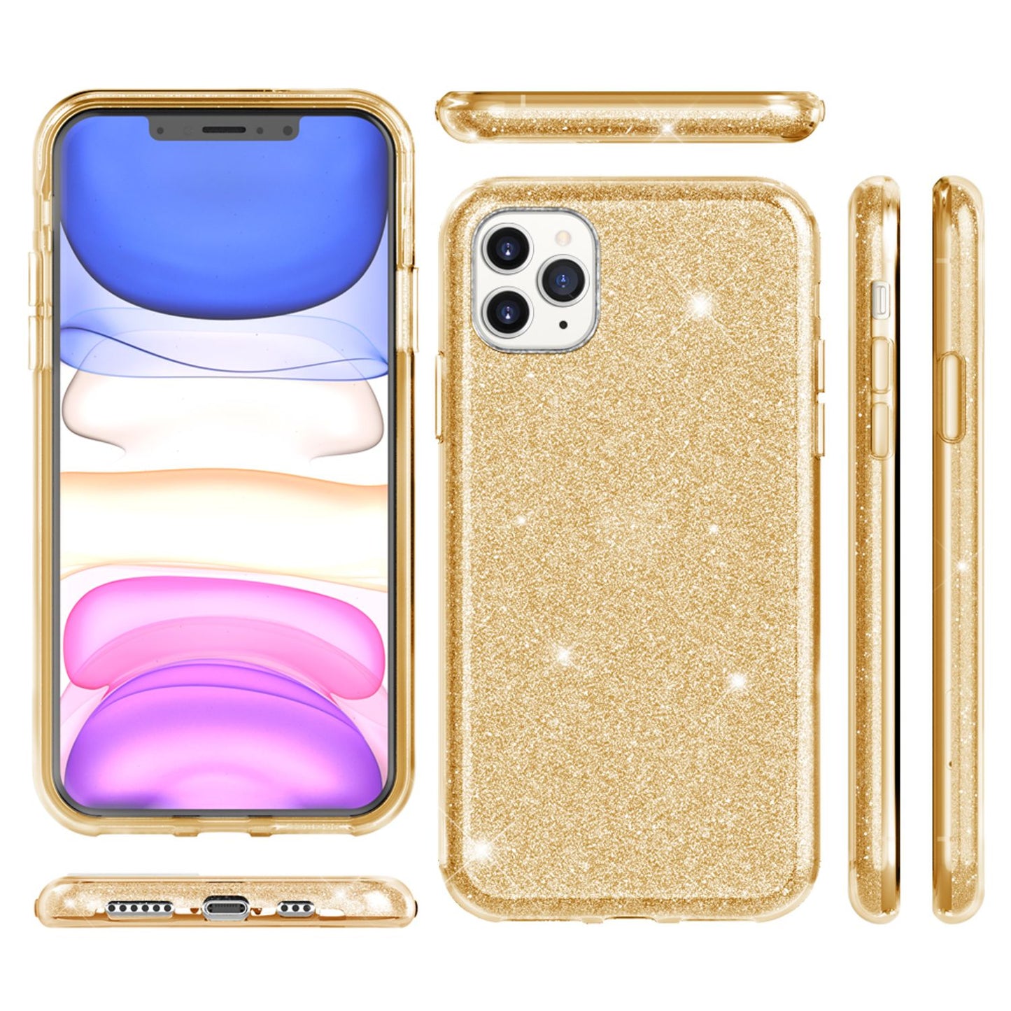 NALIA Glitzerhülle für iPhone 11 Pro – Funkelnder Glitzer-Look & Grip – SHINEPOP (Silikon Case) – Marke aus Berlin