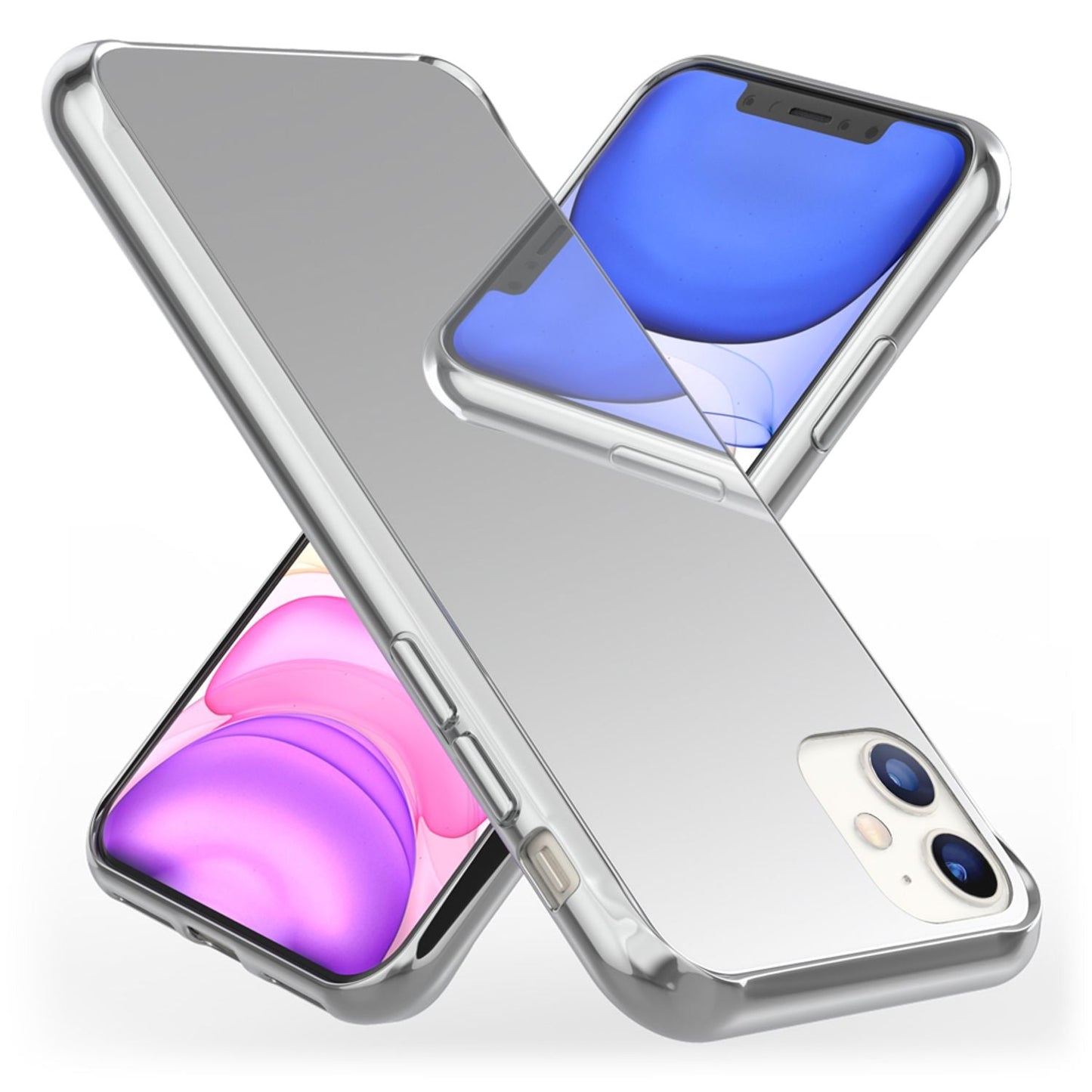 NALIA Spiegelhülle für iPhone 11 – Echtes Glas (9H Spiegel & Robust) – RAYN (Premium Hardcase & Silikon Bumper) – Marke aus Berlin
