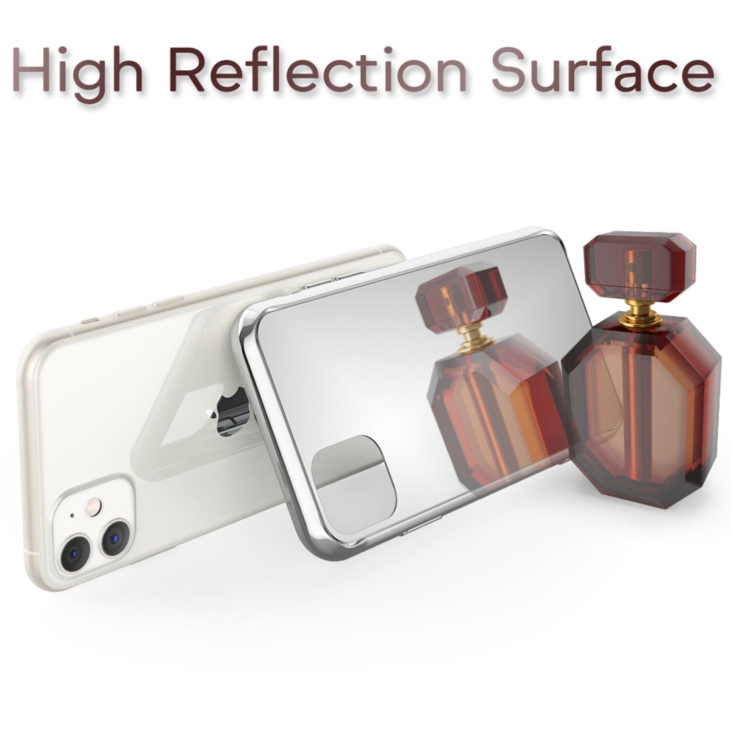 NALIA Spiegelhülle für iPhone 11 – Echtes Glas (9H Spiegel & Robust) – RAYN (Premium Hardcase & Silikon Bumper) – Marke aus Berlin