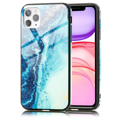 NALIA Marmor Glas Case für iPhone 11 Pro Max – Robustes 9H Echtglas – MARBELLE (Silikon Bumper & Grip) – Marke aus Berlin
