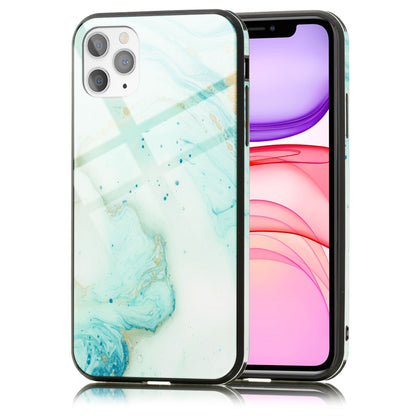NALIA Marmor Glas Case für iPhone 11 Pro Max – Robustes 9H Echtglas – MARBELLE (Silikon Bumper & Grip) – Marke aus Berlin