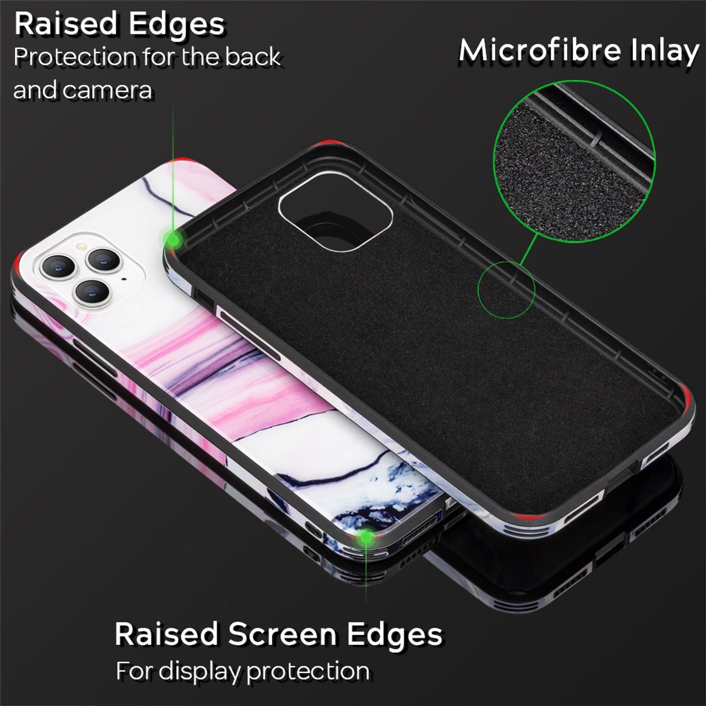 NALIA Marmor Glas Case für iPhone 11 Pro Max – Robustes 9H Echtglas – MARBELLE (Silikon Bumper & Grip) – Marke aus Berlin