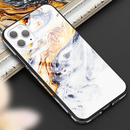 NALIA Marmor Glas Case für iPhone 11 Pro Max – Robustes 9H Echtglas – MARBELLE (Silikon Bumper & Grip) – Marke aus Berlin