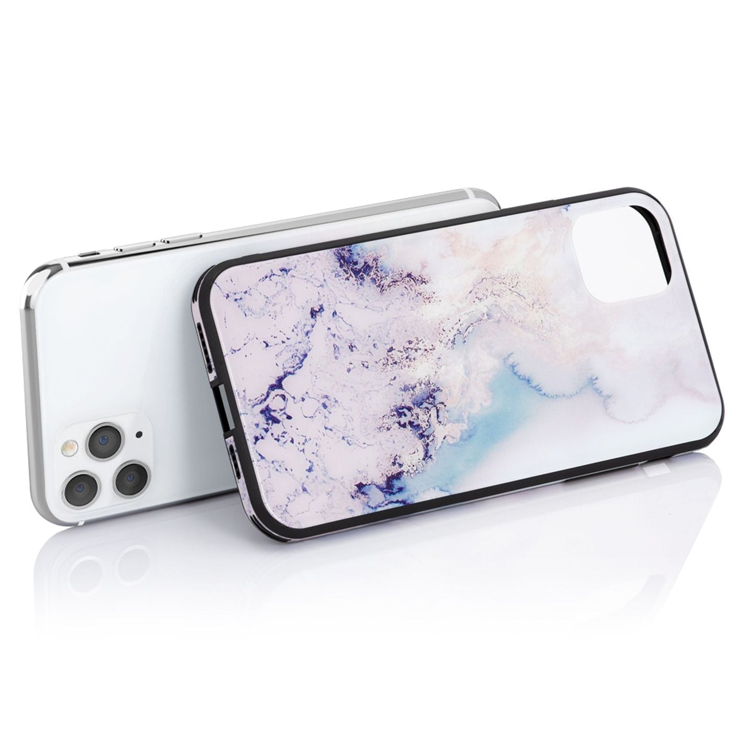 NALIA Marmor Glas Case für iPhone 11 Pro Max – Robustes 9H Echtglas – MARBELLE (Silikon Bumper & Grip) – Marke aus Berlin