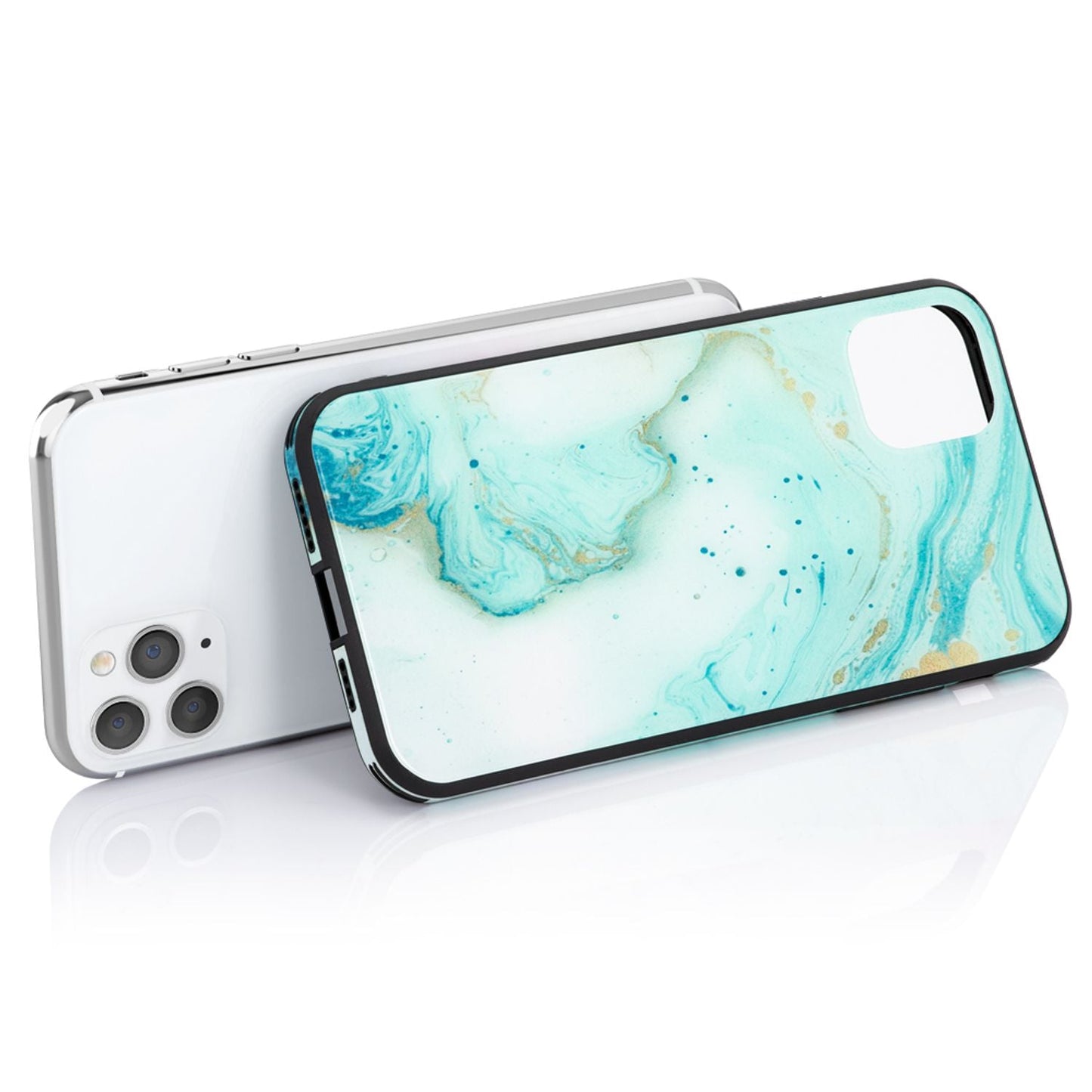 NALIA Marmor Glas Case für iPhone 11 Pro Max – Robustes 9H Echtglas – MARBELLE (Silikon Bumper & Grip) – Marke aus Berlin