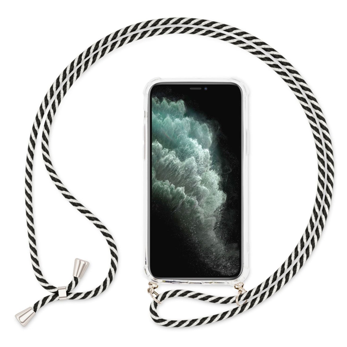 NALIA Handykette für iPhone 11 Pro Max – Transparentes Hybrid-Case & Band – HANGIT (Anti-Gelb Rückseite & Verstellbar) – Marke aus Berlin