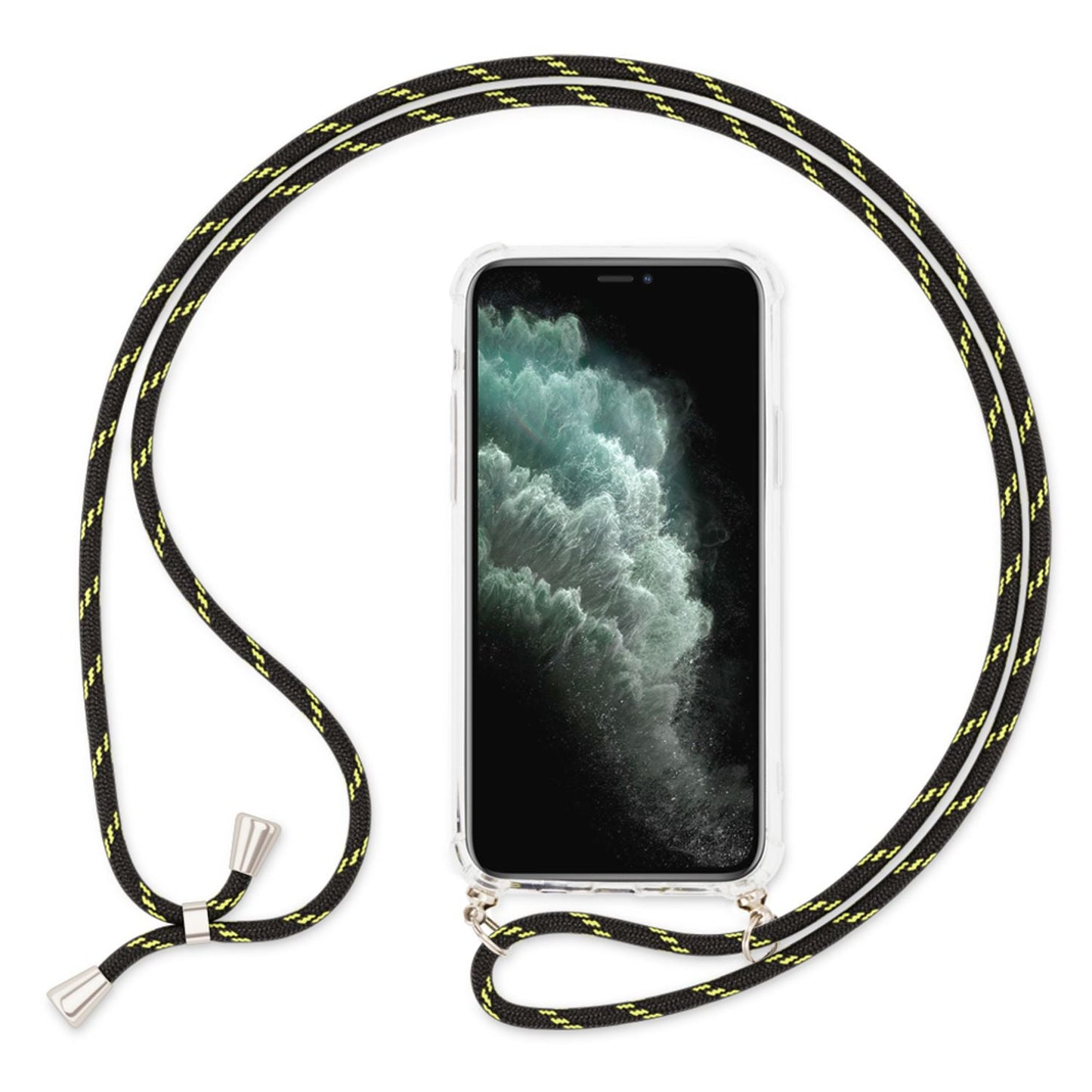 NALIA Handykette für iPhone 11 Pro Max – Transparentes Hybrid-Case & Band – HANGIT (Anti-Gelb Rückseite & Verstellbar) – Marke aus Berlin