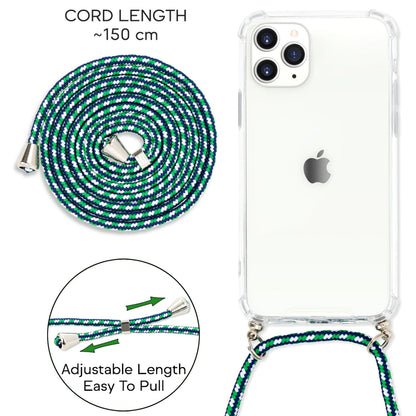 NALIA Handykette für iPhone 11 Pro Max – Transparentes Hybrid-Case & Band – HANGIT (Anti-Gelb Rückseite & Verstellbar) – Marke aus Berlin