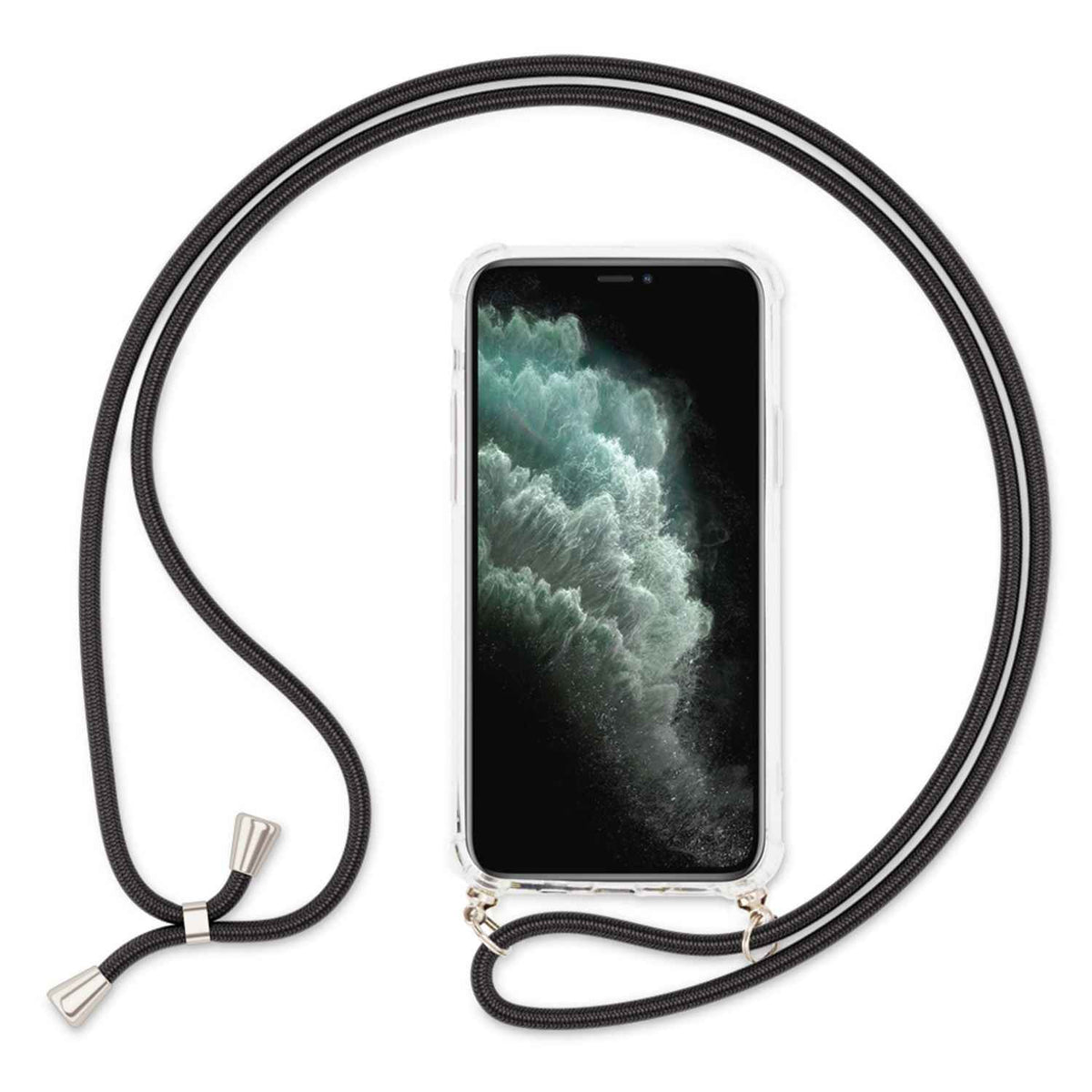 NALIA Handykette für iPhone 11 Pro – Transparentes Hybrid-Case & Band – HANGIT (Anti-Gelb Rückseite & Verstellbar) – Marke aus Berlin