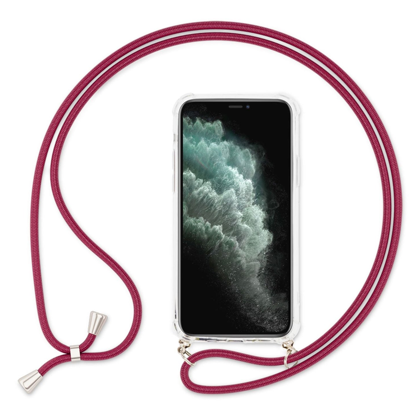 NALIA Handykette für iPhone 11 Pro – Transparentes Hybrid-Case & Band – HANGIT (Anti-Gelb Rückseite & Verstellbar) – Marke aus Berlin