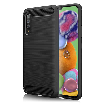 NALIA Silikonhülle für Samsung Galaxy A90 5G – Rutschfest & Matt – VORTEX (Gebürstete Optik & Carbon Design) – Marke aus Berlin