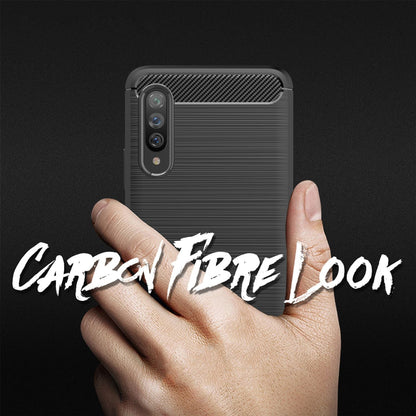 NALIA Silikonhülle für Samsung Galaxy A90 5G – Rutschfest & Matt – VORTEX (Gebürstete Optik & Carbon Design) – Marke aus Berlin