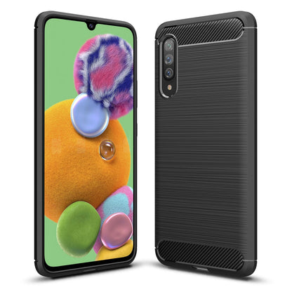 NALIA Silikonhülle für Samsung Galaxy A90 5G – Rutschfest & Matt – VORTEX (Gebürstete Optik & Carbon Design) – Marke aus Berlin