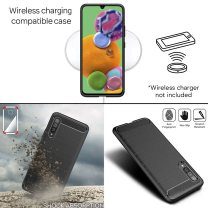 NALIA Silikonhülle für Samsung Galaxy A90 5G – Rutschfest & Matt – VORTEX (Gebürstete Optik & Carbon Design) – Marke aus Berlin