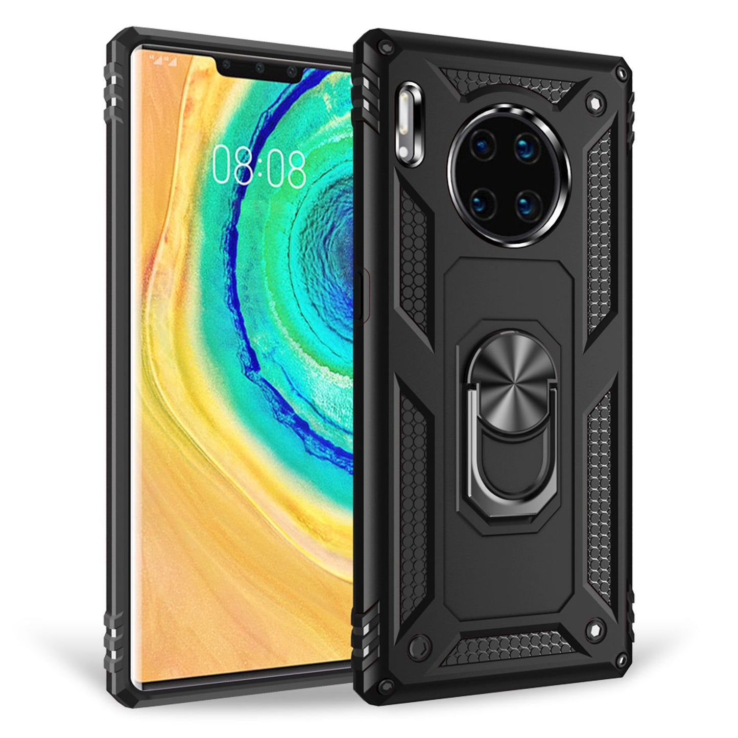 NALIA Panzerhülle für Huawei Mate 30 Pro – Ring-Ständer 360° & Magnet-Halterung Kompatibel – RINGDEFEND (Stoßfestes Outdoor Case) – Marke aus Berlin