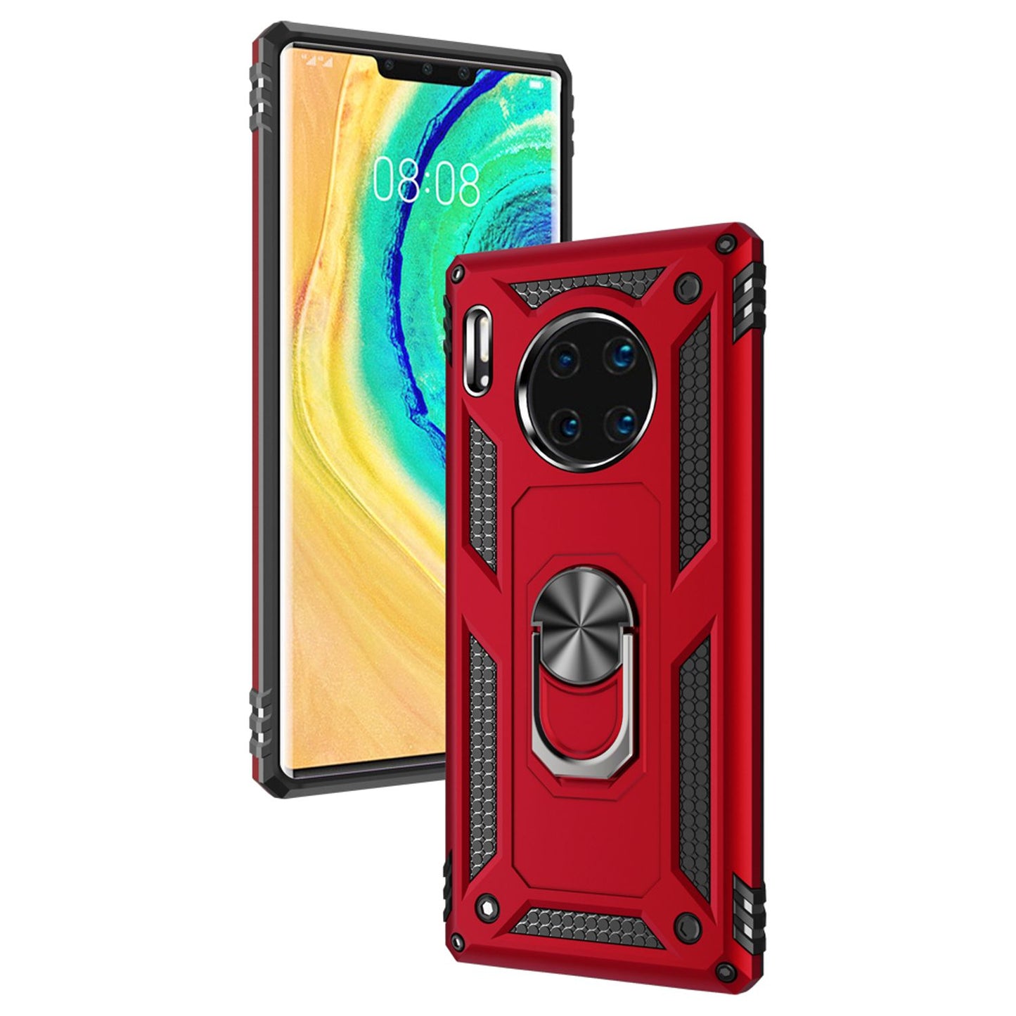 NALIA Panzerhülle für Huawei Mate 30 Pro – Ring-Ständer 360° & Magnet-Halterung Kompatibel – RINGDEFEND (Stoßfestes Outdoor Case) – Marke aus Berlin