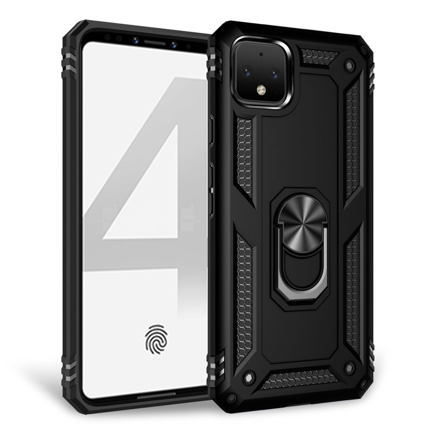 NALIA Panzerhülle für Google Pixel 4 – Ring-Ständer 360° & Magnet-Halterung Kompatibel – RINGDEFEND (Stoßfestes Outdoor Case) – Marke aus Berlin