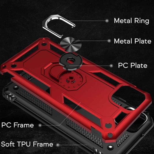 NALIA Panzerhülle für Google Pixel 4 – Ring-Ständer 360° & Magnet-Halterung Kompatibel – RINGDEFEND (Stoßfestes Outdoor Case) – Marke aus Berlin