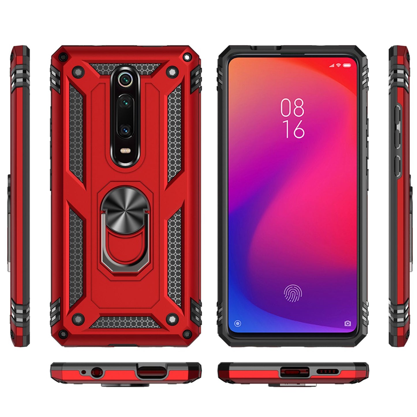 NALIA Panzerhülle für Xiaomi Mi 9T / 9T Pro – Ring-Ständer 360° & Magnet-Halterung Kompatibel – RINGDEFEND (Stoßfestes Outdoor Case) – Marke aus Berlin