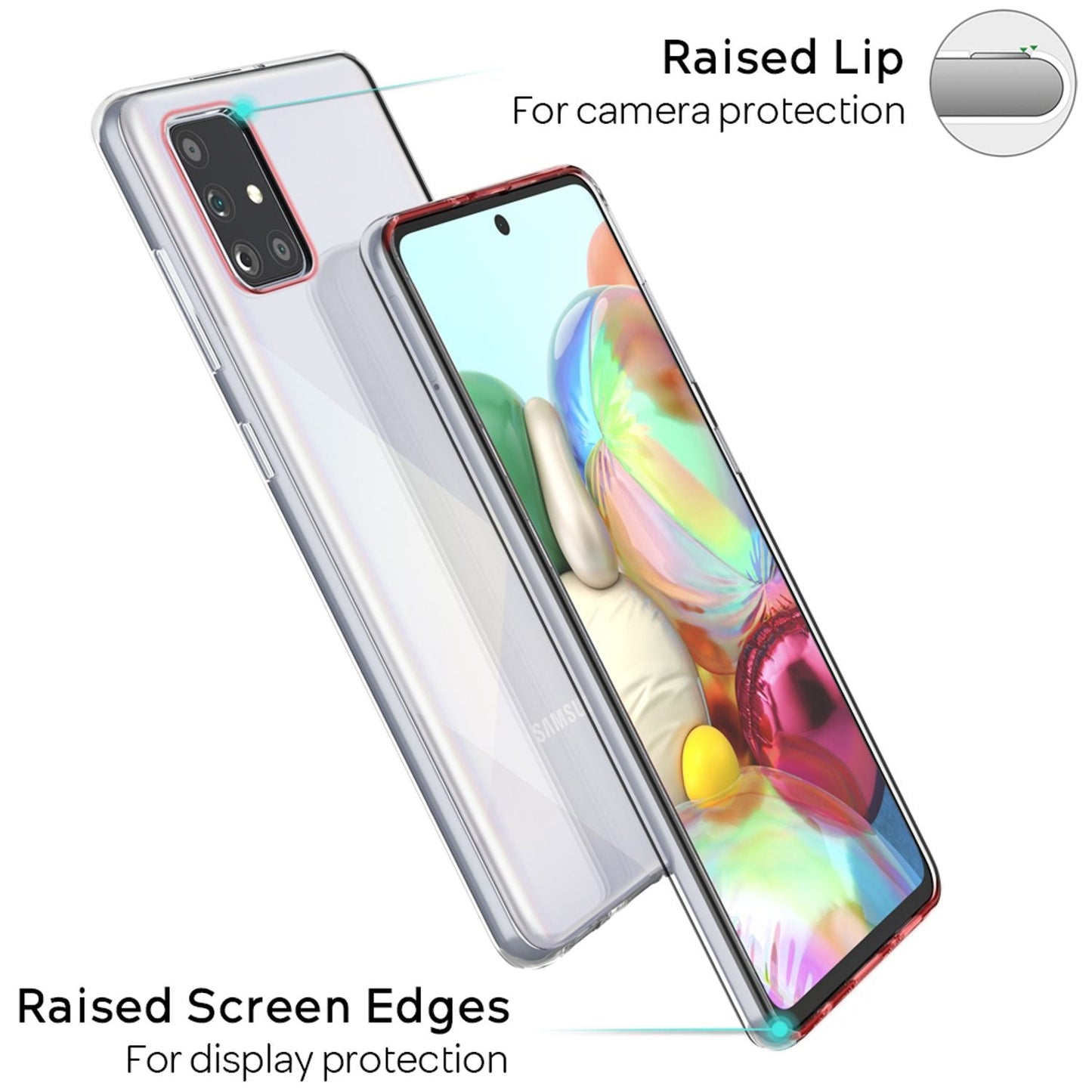 NALIA Transparente Silikonhülle für Samsung Galaxy A51 – Anti-Gelb & Rutschfest – GLAZE (Handyhülle Kristallklar, Schlank & Stoßfest) – Marke aus Berlin