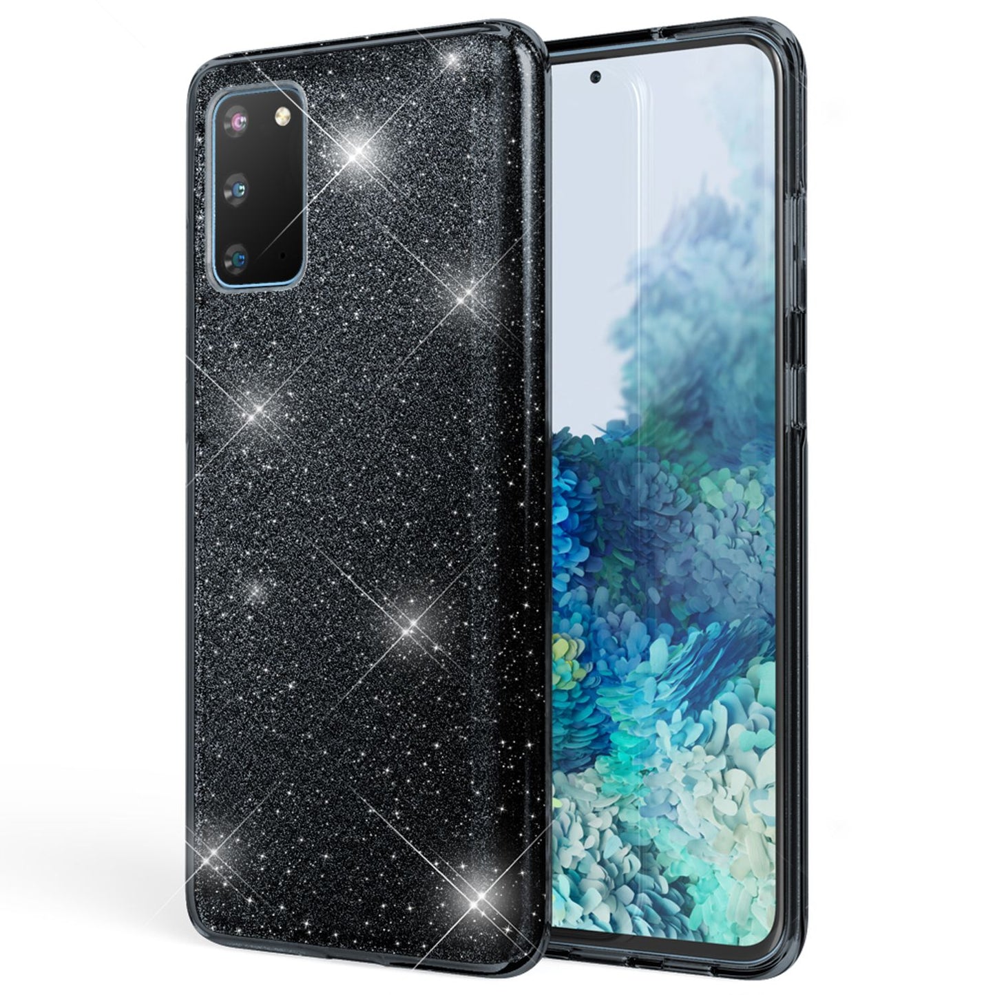 NALIA Glitzerhülle für Samsung Galaxy S20 – Funkelnder Glitzer-Look & Grip – SHINEPOP (Silikon Case) – Marke aus Berlin