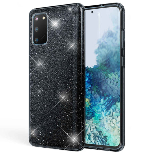 NALIA Glitzerhülle für Samsung Galaxy S20 – Funkelnder Glitzer-Look & Grip – SHINEPOP (Silikon Case) – Marke aus Berlin