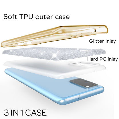 NALIA Glitzerhülle für Samsung Galaxy S20 – Funkelnder Glitzer-Look & Grip – SHINEPOP (Silikon Case) – Marke aus Berlin