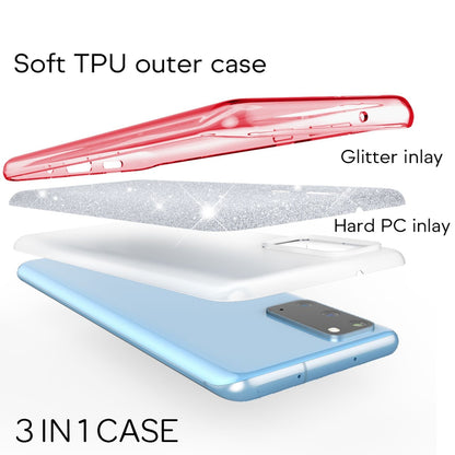 NALIA Glitzerhülle für Samsung Galaxy S20 – Funkelnder Glitzer-Look & Grip – SHINEPOP (Silikon Case) – Marke aus Berlin