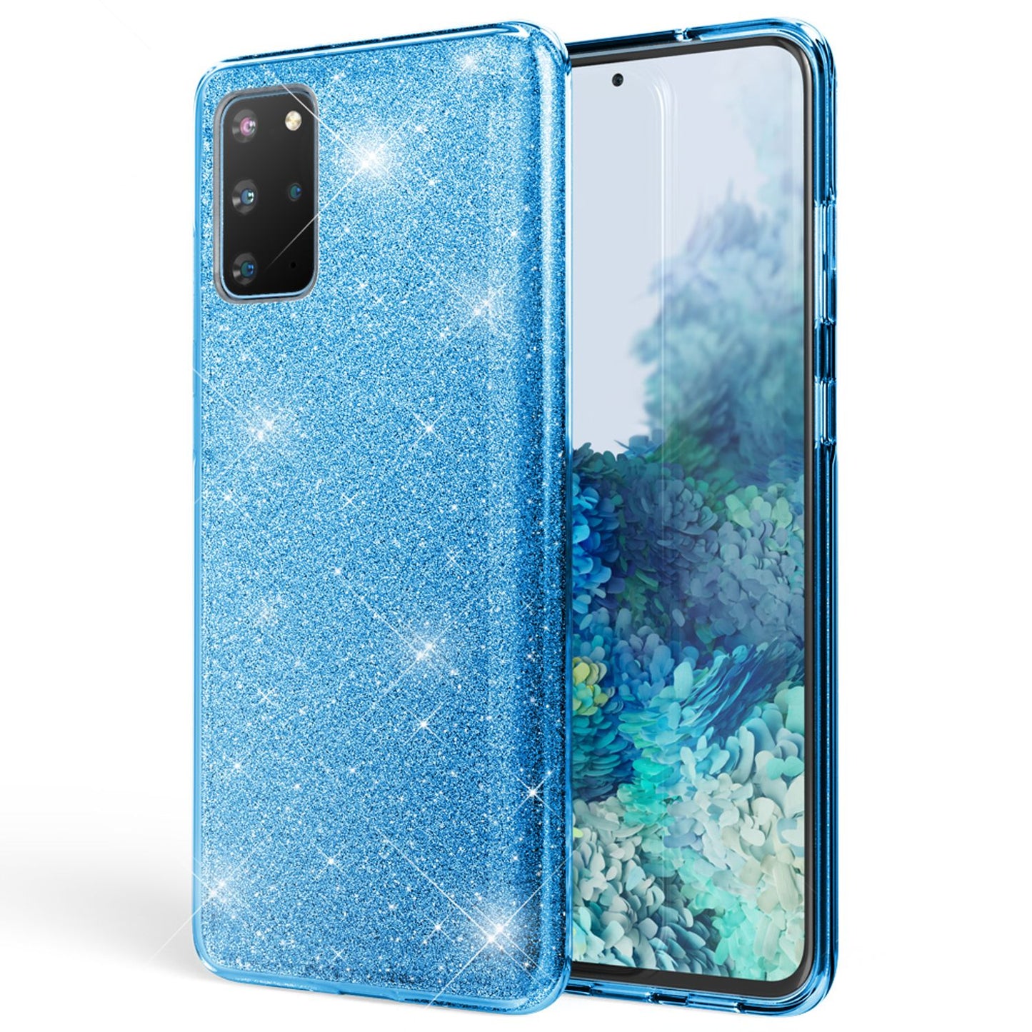 NALIA Glitzerhülle für Samsung Galaxy S20 Plus – Funkelnder Glitzer-Look & Grip – SHINEPOP (Silikon Case) – Marke aus Berlin
