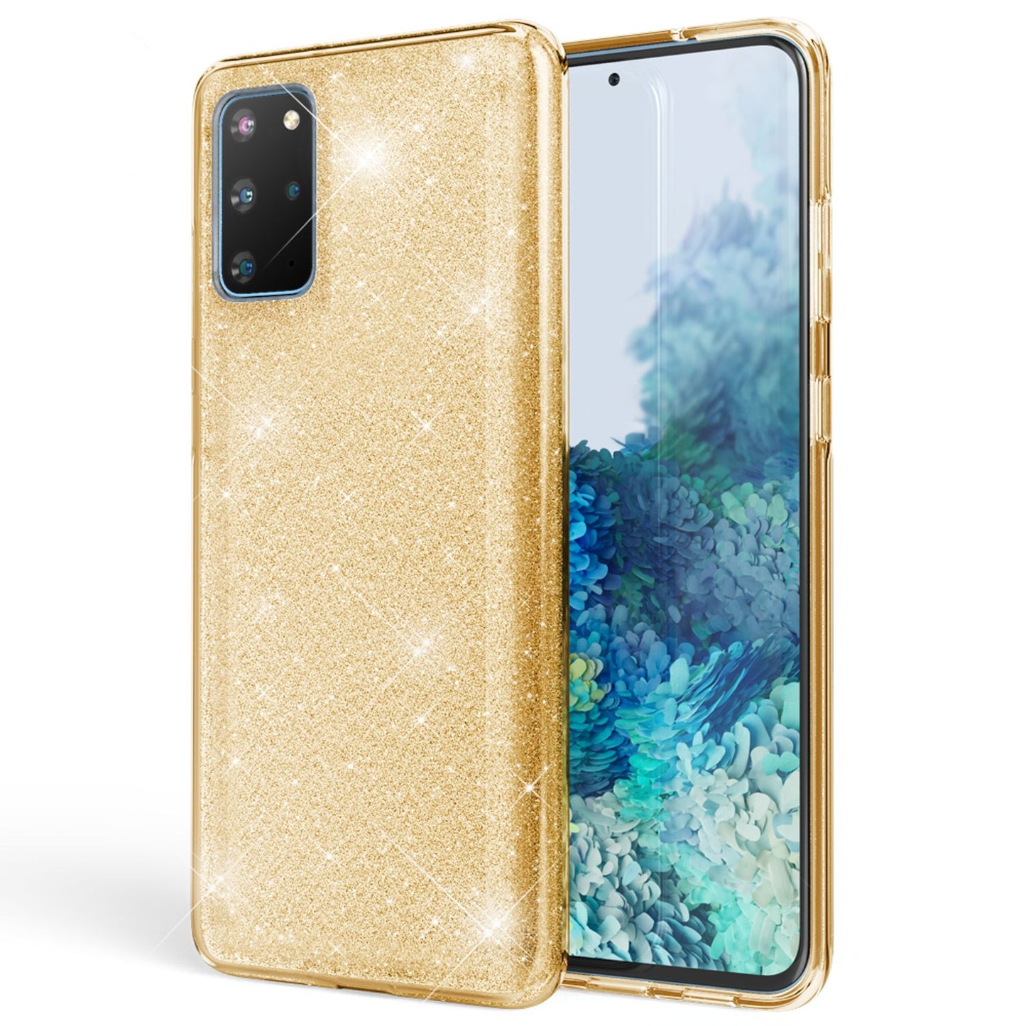 NALIA Glitzerhülle für Samsung Galaxy S20 Plus – Funkelnder Glitzer-Look & Grip – SHINEPOP (Silikon Case) – Marke aus Berlin