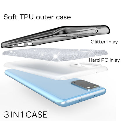 NALIA Glitzerhülle für Samsung Galaxy S20 Plus – Funkelnder Glitzer-Look & Grip – SHINEPOP (Silikon Case) – Marke aus Berlin