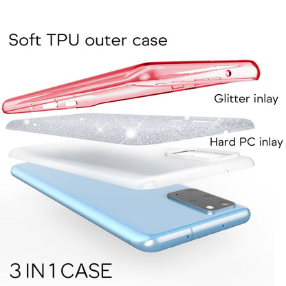 NALIA Glitzerhülle für Samsung Galaxy S20 Plus – Funkelnder Glitzer-Look & Grip – SHINEPOP (Silikon Case) – Marke aus Berlin