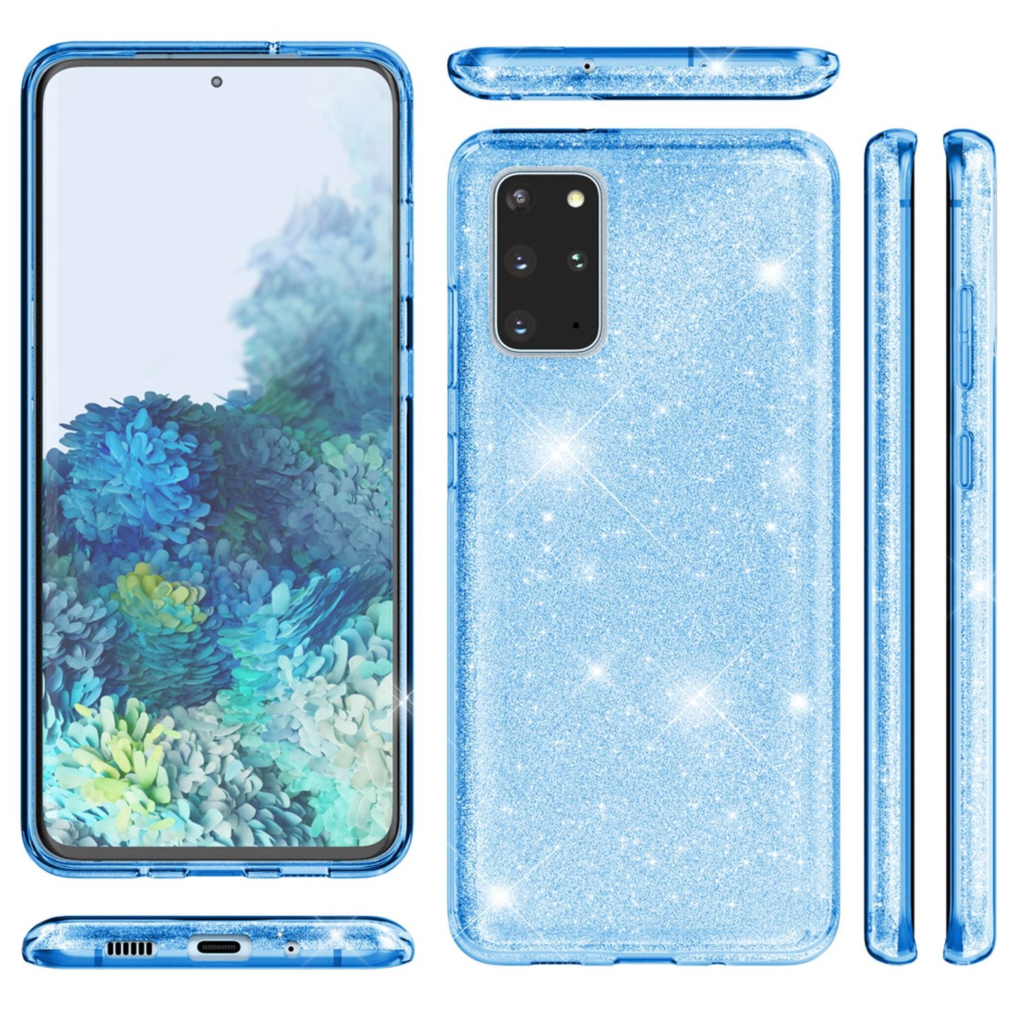 NALIA Glitzerhülle für Samsung Galaxy S20 Plus – Funkelnder Glitzer-Look & Grip – SHINEPOP (Silikon Case) – Marke aus Berlin