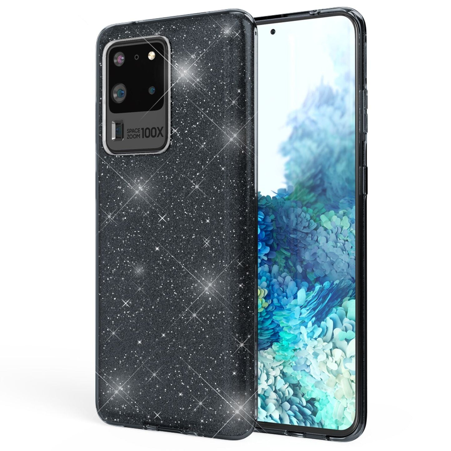 NALIA Glitzerhülle für Samsung Galaxy S20 Ultra – Funkelnder Glitzer-Look & Grip – SHINEPOP (Silikon Case) – Marke aus Berlin