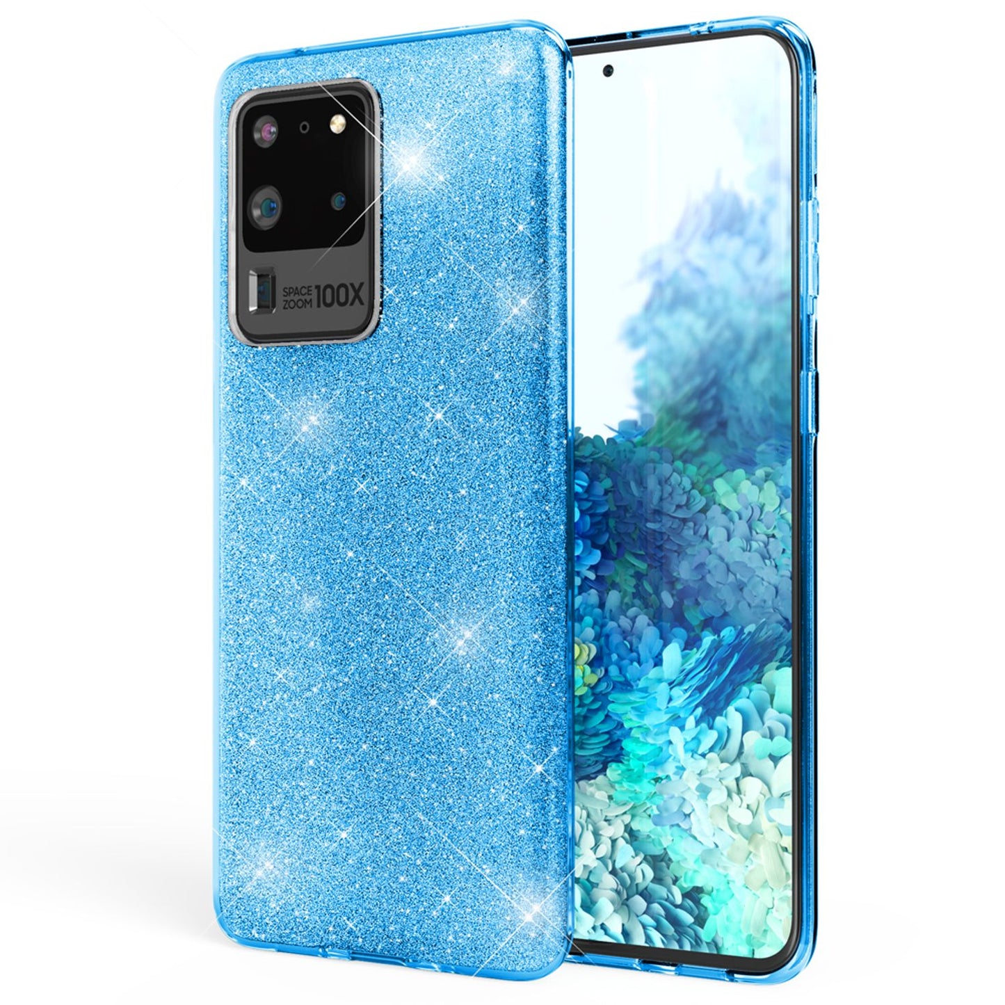 NALIA Glitzerhülle für Samsung Galaxy S20 Ultra – Funkelnder Glitzer-Look & Grip – SHINEPOP (Silikon Case) – Marke aus Berlin
